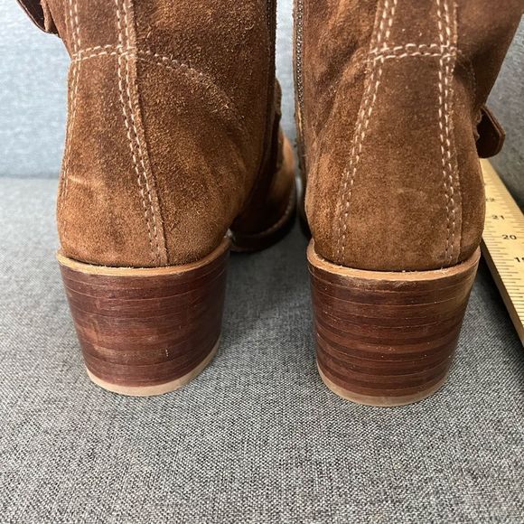 FRYE Sabrina brown suede double buckle boots - Picture 6 of 15